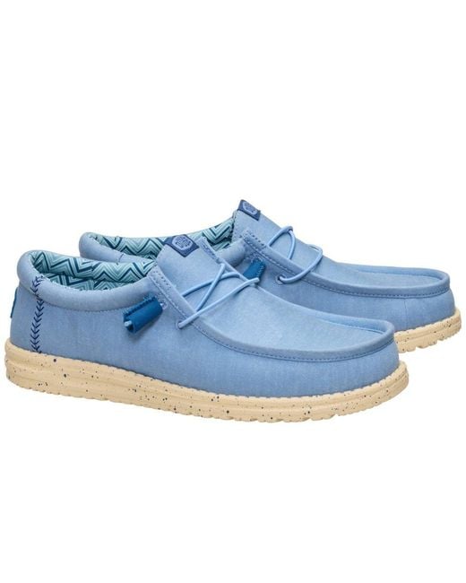 HeyDude Blue Wally Stretch Canvas Shoes for men
