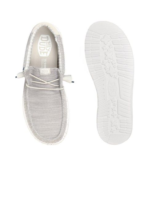 HeyDude White Wally Stretch Shoes for men