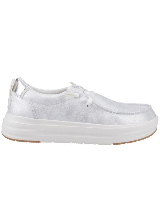 HeyDude White Wendy Nova Shimmer Trainers