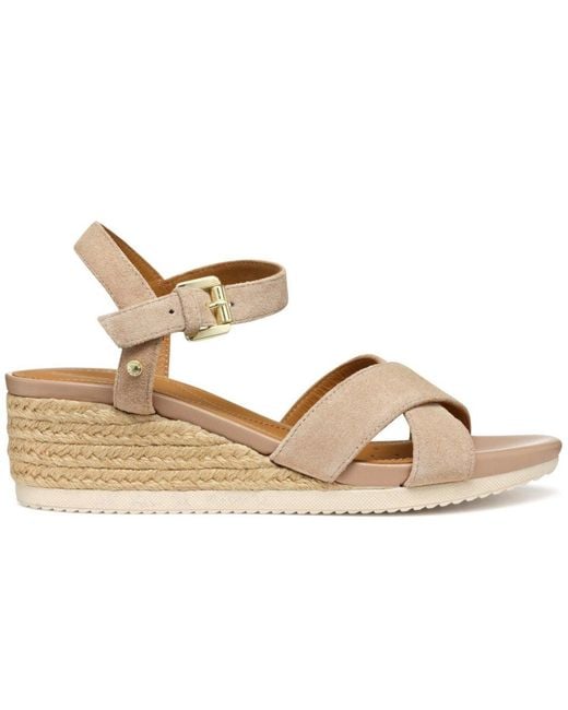 Geox Metallic D Ischia Corda Wedge Sandals