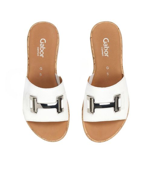Gabor White Oaty Mule Sandals