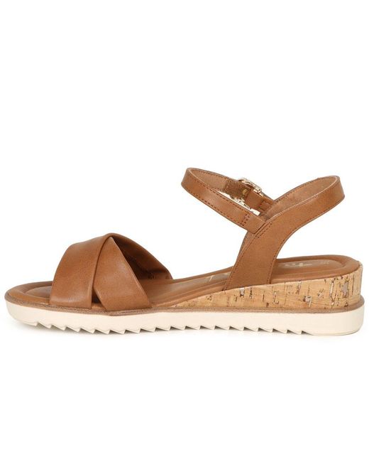 Tamaris Brown Carnation Low Wedge Sandals