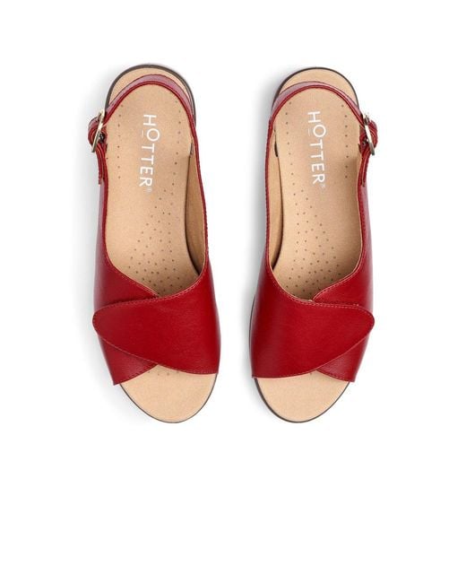 Hotter Red Olivia Peep Toe Low Wedges