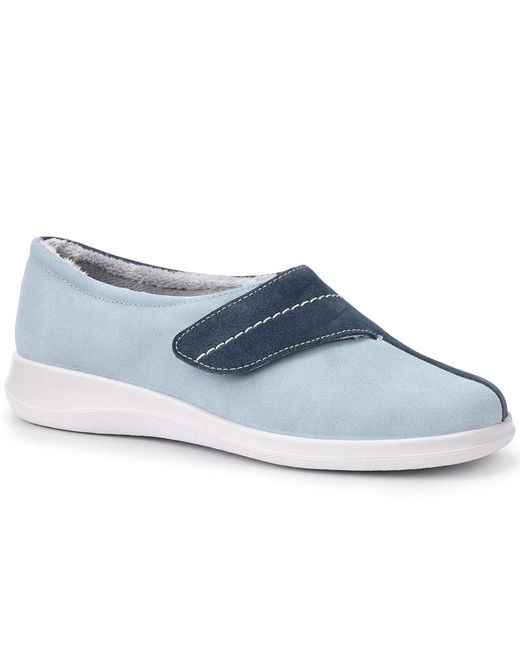 Hotter Blue Wrap Wide Fit Warmlined Slippers