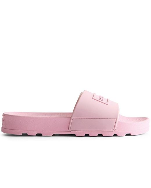 Hunter Pink Core Embossed Slider Sandals