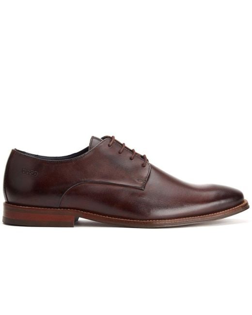 Base London Brown Marley Plain Toe Derby Shoes for men
