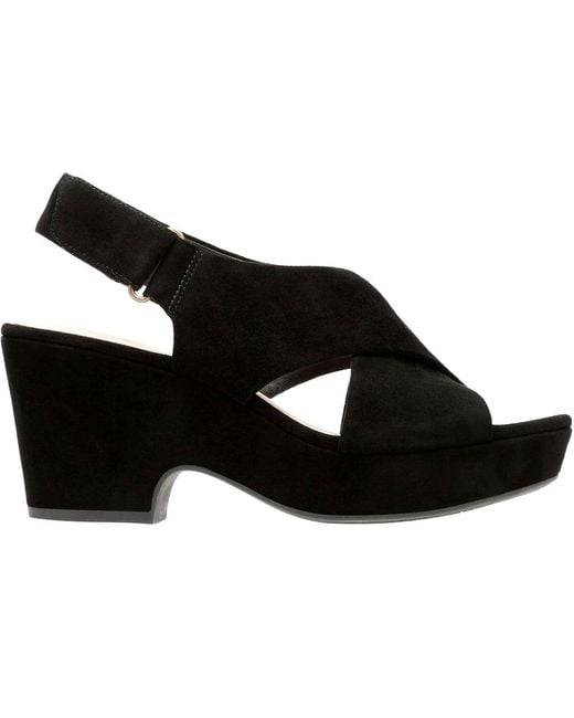 clarks black suede wedge sandals