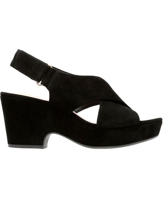 Clarks Maritsa Lara Wedge Sandal, Black Suede, 6 W Us | Lyst Canada