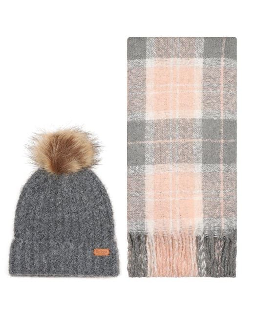 Barbour Multicolor Saltburn Beanie &Amp; Tartan Scarf Set