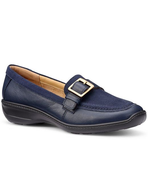 Hotter Blue Opel Low Wedge Shoes Colour: French Leather