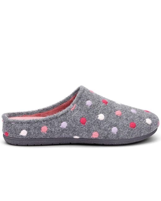 Hotter Gray Dotty Slippers