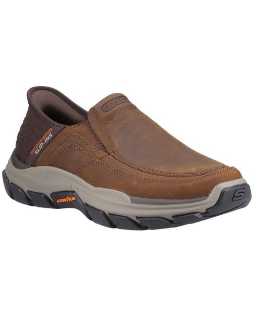 Skechers Brown Respected Elgin 204810Ww-Cdb Dark Slip On Shoe for men
