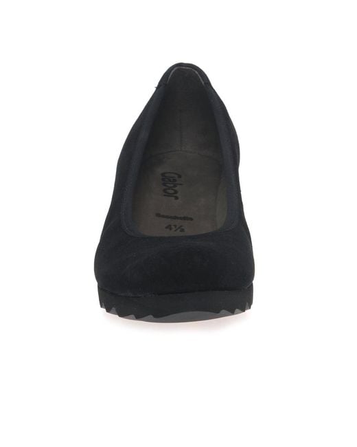 Gabor Black Request Modern Wedge Court Shoes