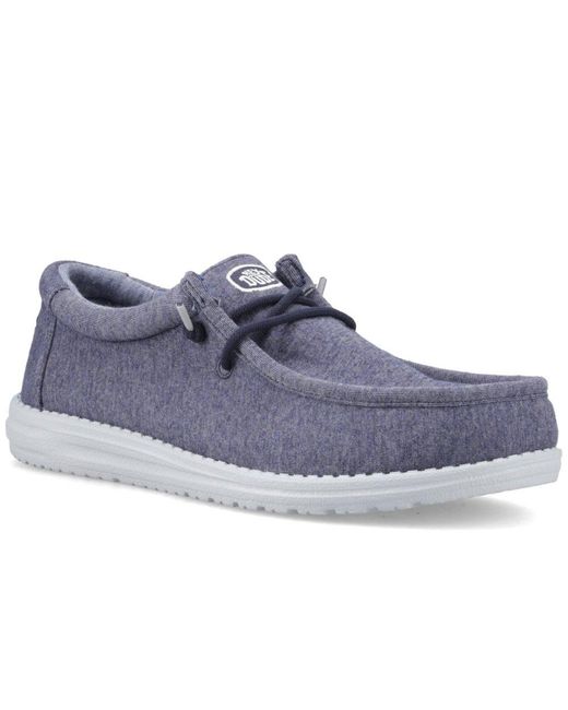HeyDude Blue Wally Stretch Jersey Slip On Shoes for men