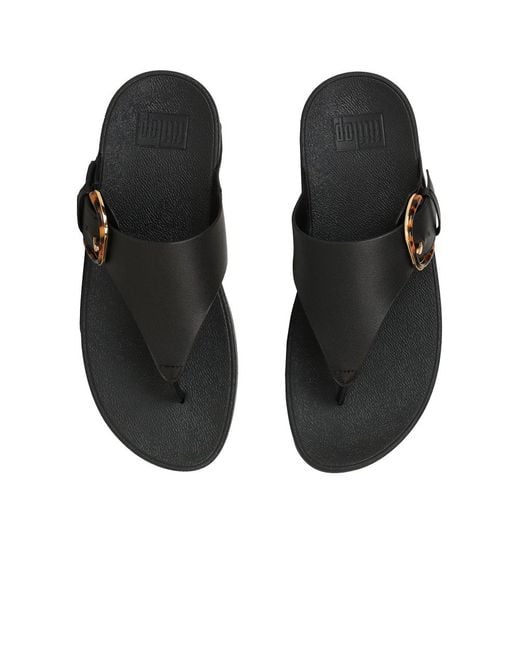 Fitflop Black Lulu Resin Buckle Toe Post Sandals
