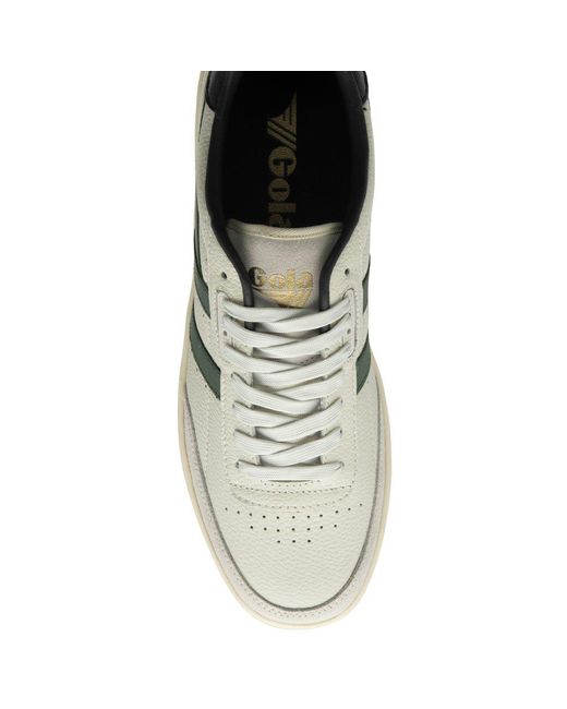 Gola Gray Contact Leather Trainers Colour: Off/Evergreen for men