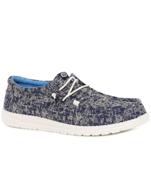 HeyDude Blue Wally Surf Wash Canvas Shoes for men