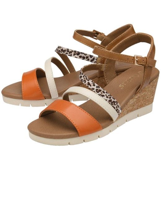 Lotus Metallic Kitty Wedge Sandals