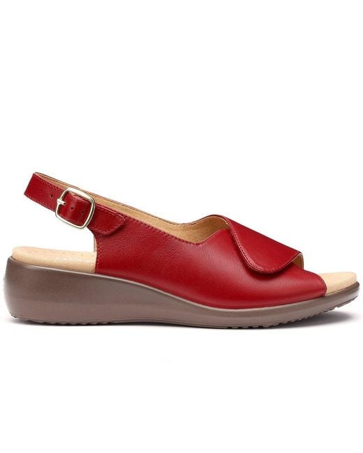 Hotter Red Olivia Peep Toe Low Wedges