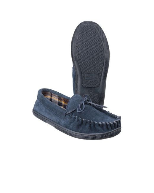 Cotswold Blue Alberta Moccasin Slippers for men