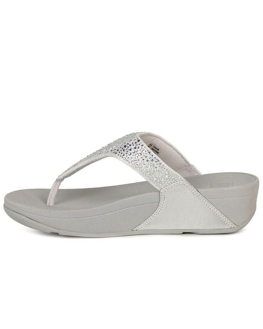 Fitflop Gray Fitflop Lulu Crystal Mix Toe Post Sandals