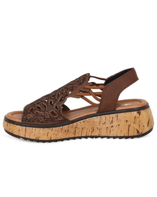 Rieker Brown Venezuela Wedge Heel Sandals