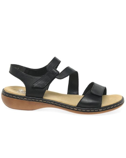 Rieker Black Sphere Riptape Sandals