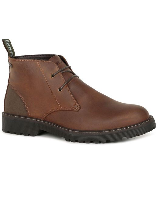 Barbour Brown Leather Lace-Up Ankle Boots for men