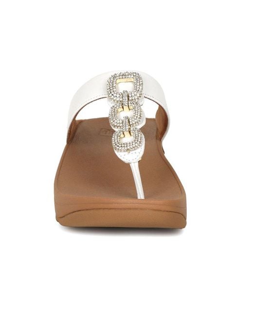 Fitflop Brown Fino Crystal Chain Toe Post Sandals