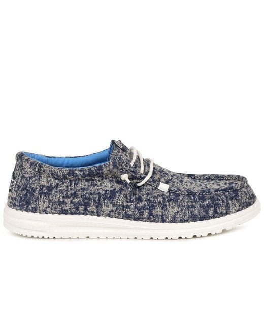 HeyDude Blue Wally Surf Wash Canvas Shoes for men