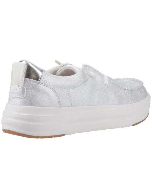 HeyDude White Wendy Nova Shimmer Trainers