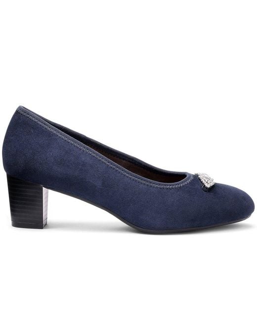 Hotter Blue Strut Wide Fit Court Shoes
