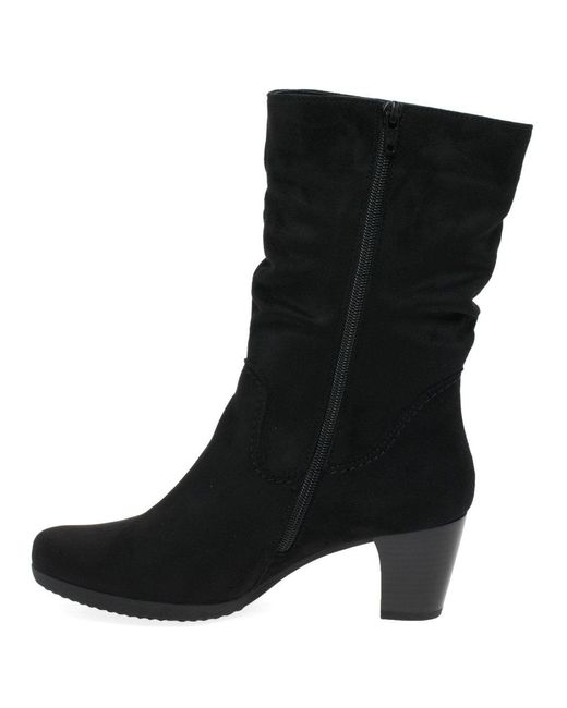 Gabor Adele Suede Calf Length Boots in Black - Lyst