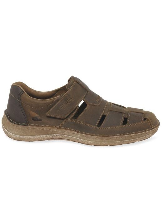 Rieker Brown Flight Riptape Sandals for men