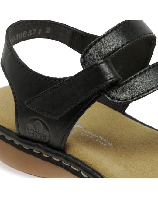 Rieker Black Sphere Riptape Sandals