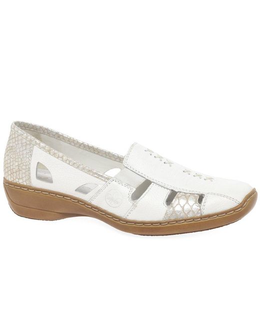 Rieker White Denise Slip On Vamp Shoes