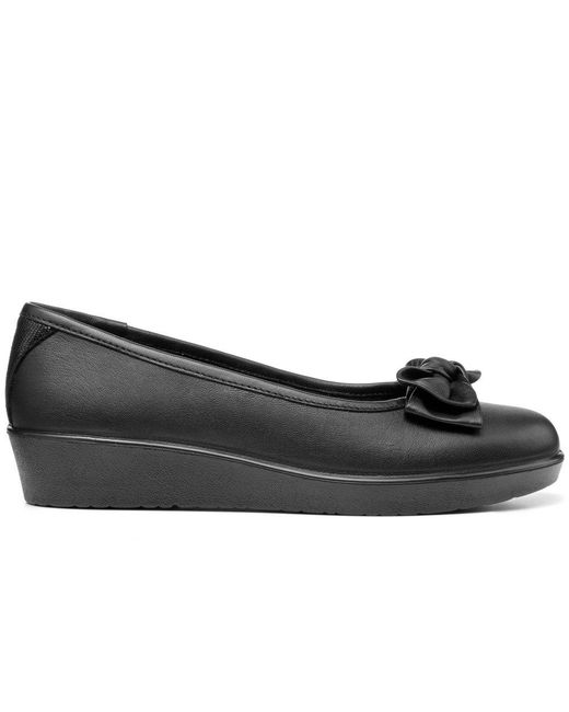 Hotter Black Jade Low Wedge Pumps