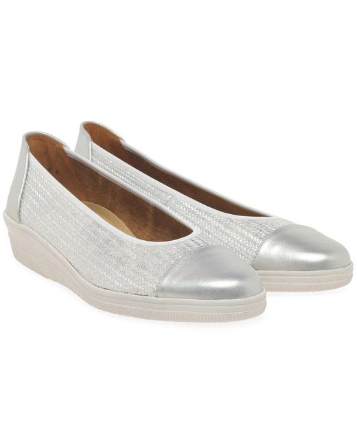 Gabor Gray Petunia Accent Low Heeled Pumps