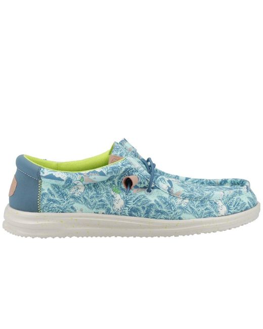 Hey Dude Blue Wally H2o Tropical Shoes Size: 7 for men