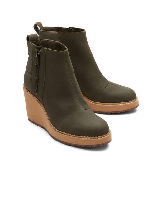 Olive green wedge booties sale