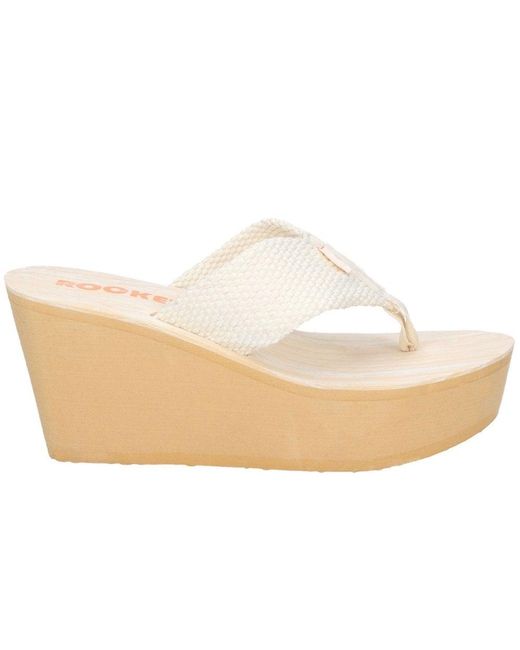 Rocket Dog Natural Diver Webbing Toe Post Wedge Sandals