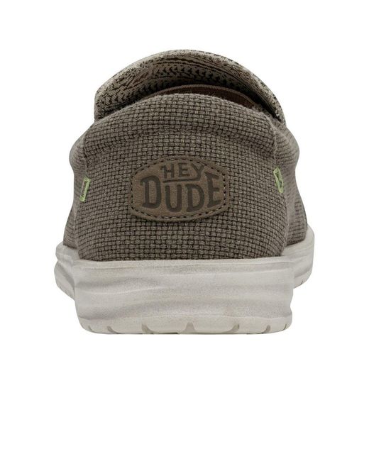 HeyDude Gray Mikka Braided Slip On Shoes for men