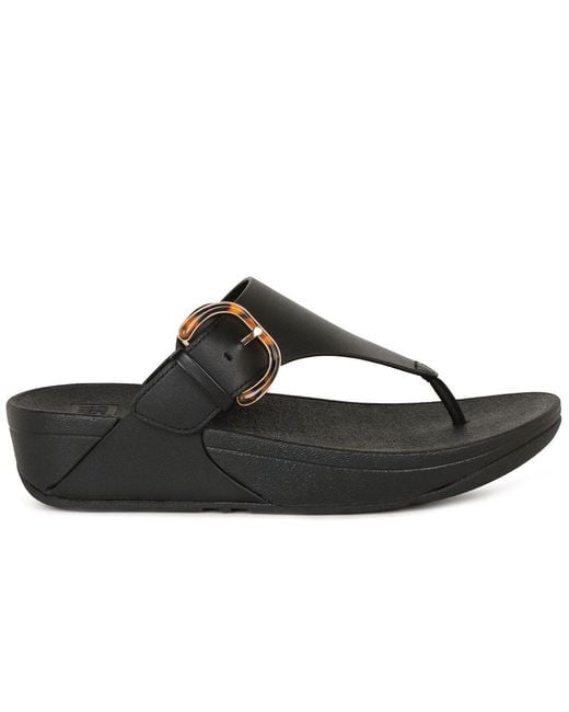 Fitflop Black Lulu Resin Buckle Toe Post Sandals