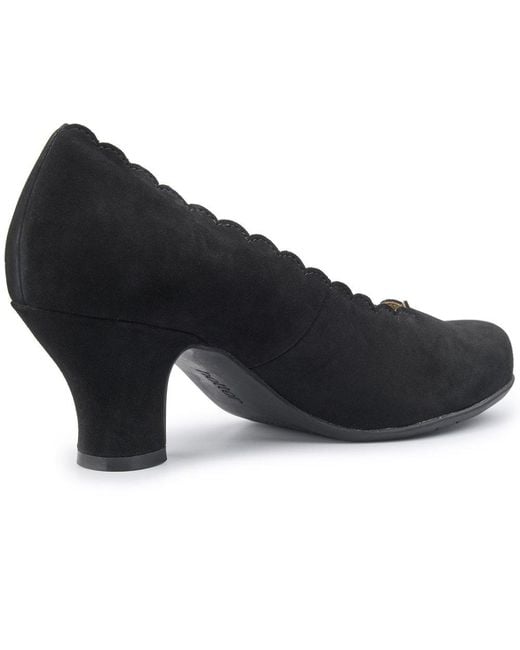 Hotter Black Jive Wide Fit Court Shoes