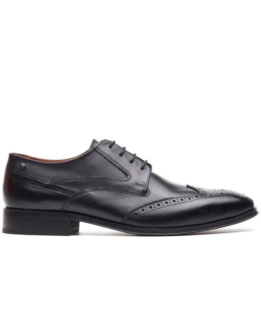 Base London Black Steeple Brogue Shoes for men