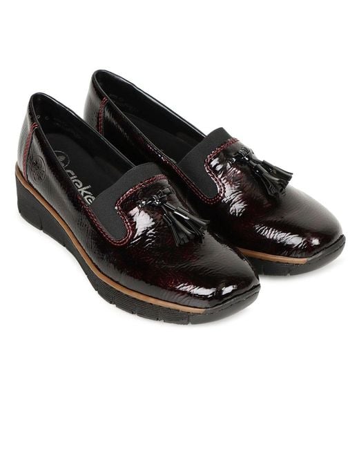 Rieker Black Gleam Tassel Loafers