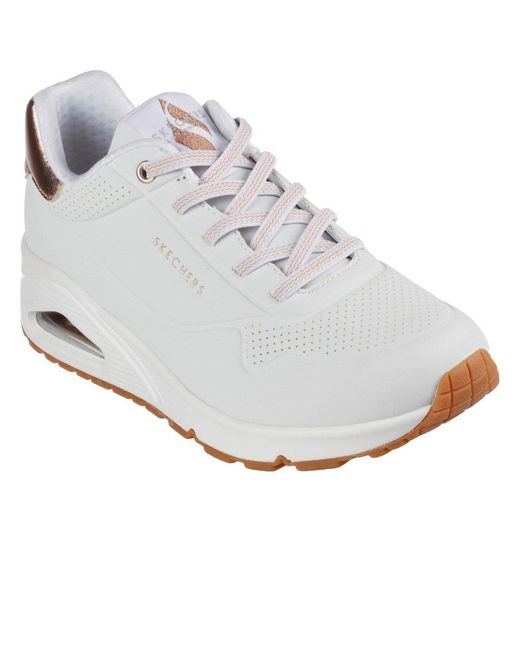Skechers White Uno Shimmer Away Trainers