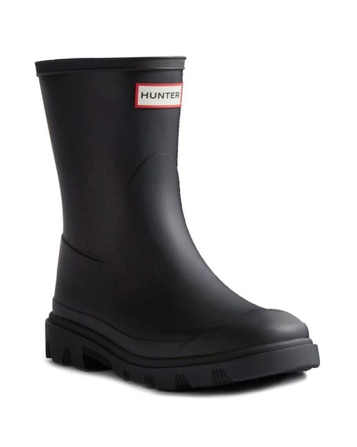Hunter Black Downpour Short Wellingtons for men