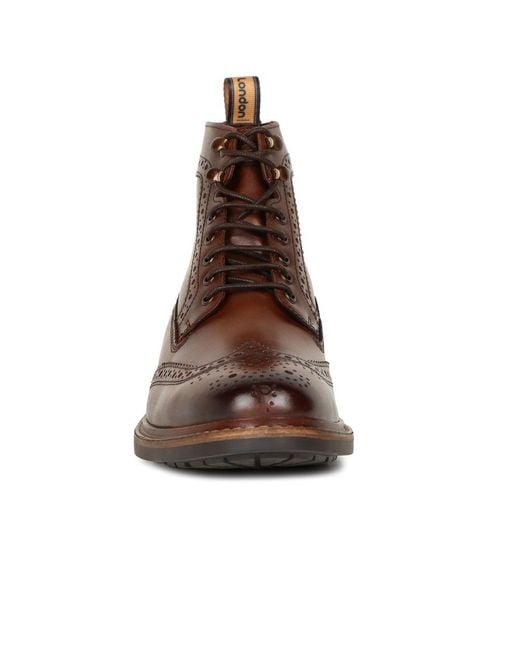 Base London Brown Dealer Brogue Boots for men