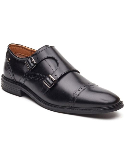 Base London Black Henley Monk Shoes for men